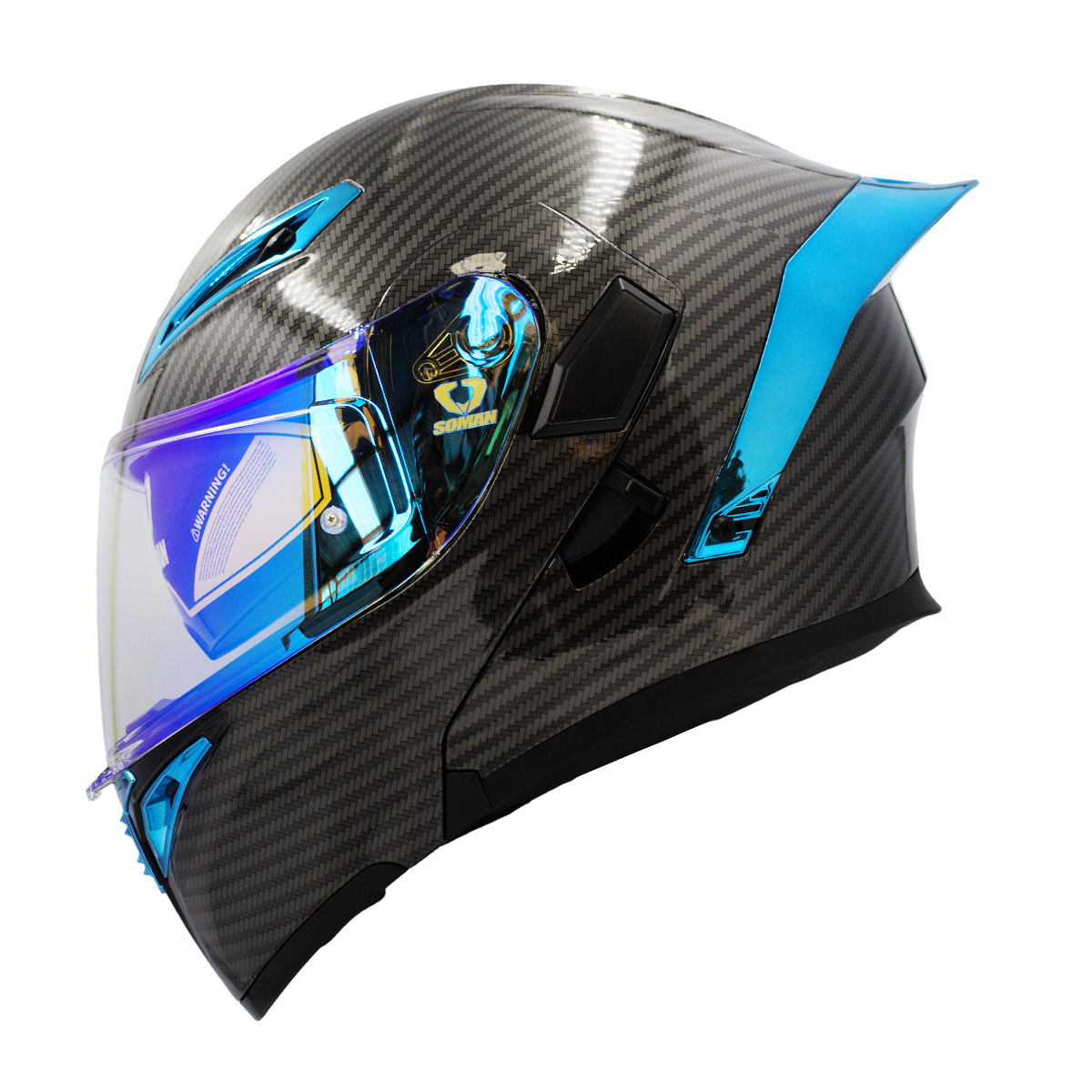 CASCO SOMAN 955-S TEXTURA CARBON AZUL