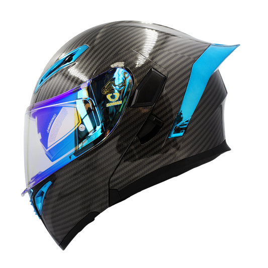CASCO SOMAN 955-S TEXTURA CARBON AZUL